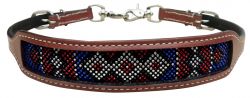 Showman wither strap with red, white, and blue crystal rhinestone diamond design inlay